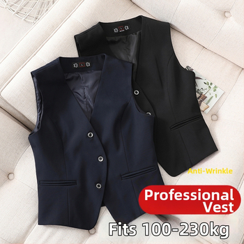 Profesionali moterų liemenė biurui, nailonas su elastanu ir poliesteriu, kostiumo apykaklė, priekinis užsegimas vienos eilės sagomis