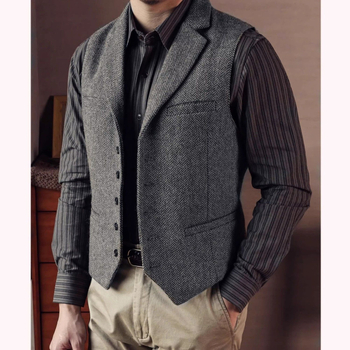 Prsluk uskog kroja, V izrez, dvostruko kopčanje, prugasti uzorak, Zima 2021