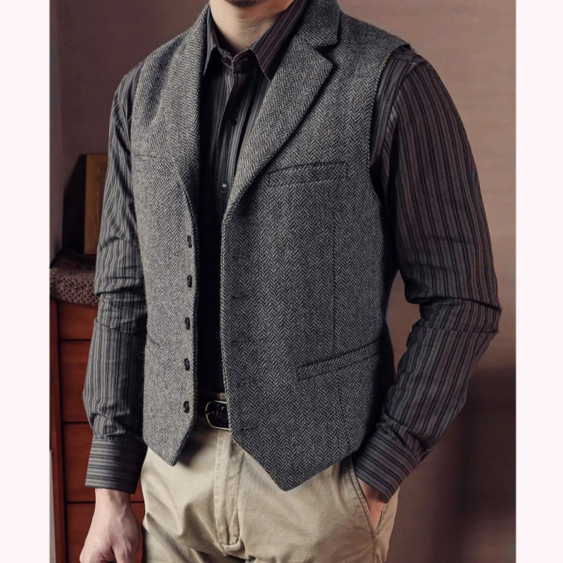 Prsluk uskog kroja, V izrez, dvostruko kopčanje, prugasti uzorak, Zima 2021