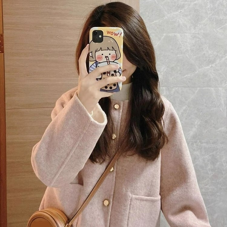 Ženski kratki kaput od poliestera i spandeksa, bez ovratnika, dugi rukavi, jesen 2025