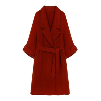 Ženski kaput od vune s kašmirom i poliestrom, 3D uzorak, srednja duljina, korejski Hepburn stil