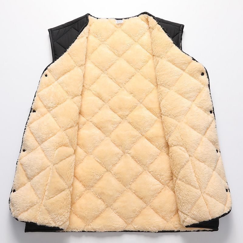 Muški prsluk s kapuljom, kordurojni materijal, podstava od zajegovog krzna, prugast dizajn, dvostruko kopčanje