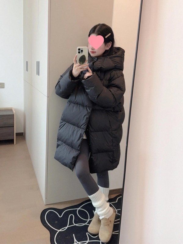 Geacă de damă cu glugă, umplutură din puf de rață alb 51–60%, țesătură chenille cu spandex, gros pentru iarna 2025