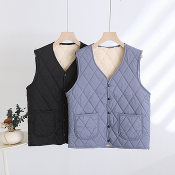 Dámska zimná vesta z Lycra, s fleecovou podšívkou, V-krk, štýl kardigán