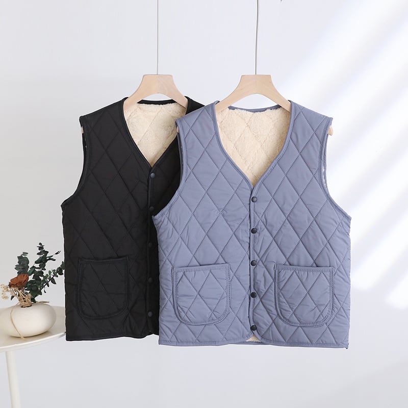 Dámska zimná vesta z Lycra, s fleecovou podšívkou, V-krk, štýl kardigán