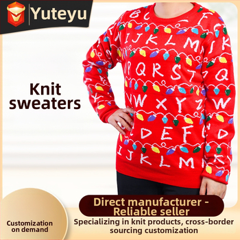 Prispôsobený pletený svetrov s okrúhlym výstrihom na zimu — OEM podľa vzorov a výkresov; Kód produktu: 139 cartoon christmas tree; Testovacia perióda: 3 dni; Výrobná kapacita: 1000 kusov/den; Opravy: 7 dní