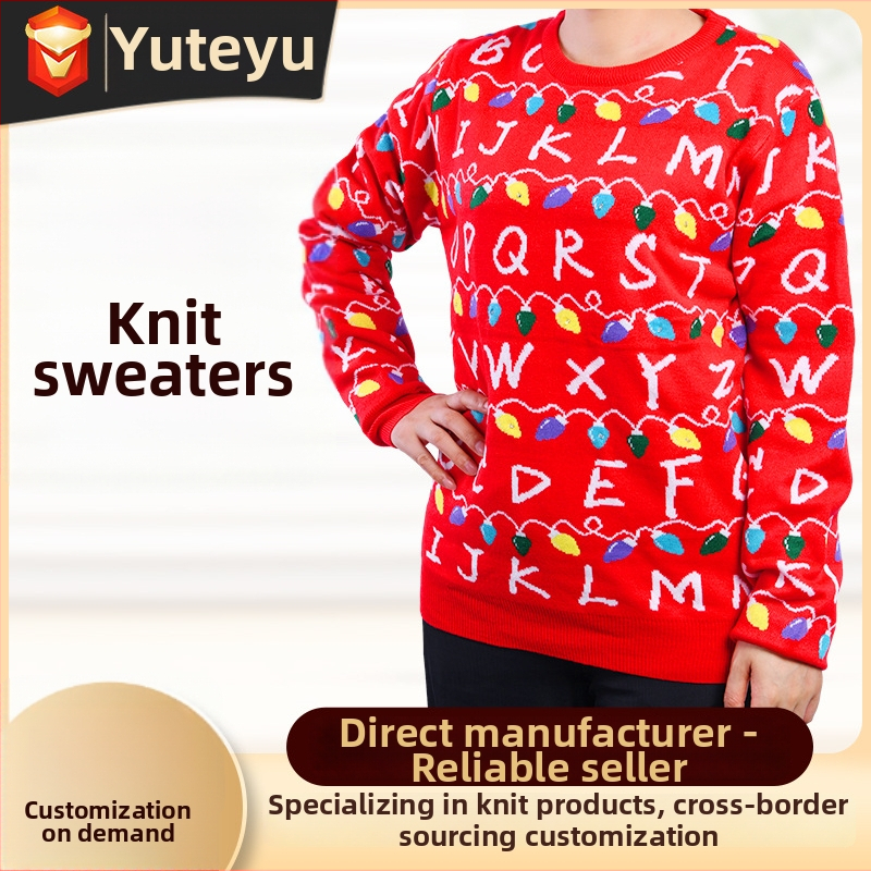 Prispôsobený pletený svetrov s okrúhlym výstrihom na zimu — OEM podľa vzorov a výkresov; Kód produktu: 139 cartoon christmas tree; Testovacia perióda: 3 dni; Výrobná kapacita: 1000 kusov/den; Opravy: 7 dní