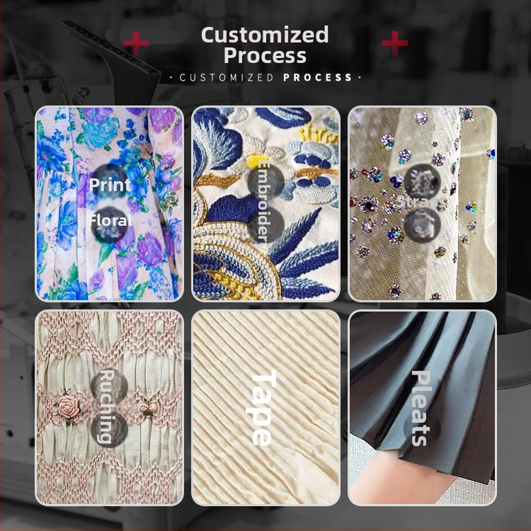 Auduma kleitas ražošana – vidējā un augstākā klase, 7 dienu paraugu izstrāde, 500 gab./dienā, OEM/paraugs/zīmējumi