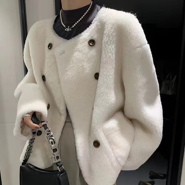 Kaput od krzna s vunenim materijalom, butik razina, OEM/ODM obrada, glavni materijal: vuna, načini obrade: uzorak, crtež