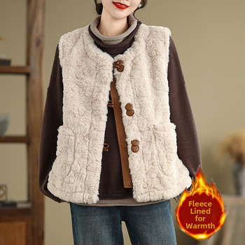 Voľno-strihaná bezruková vesta s halter výstrihom, polyester, voľnočasový štýl japonško-kórejský, zapínanie na jeden gombík, jeseň 2024.