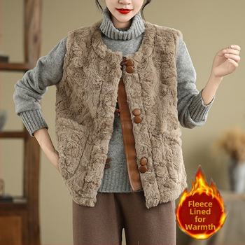 Voľno-strihaná bezruková vesta s halter výstrihom, polyester, voľnočasový štýl japonško-kórejský, zapínanie na jeden gombík, jeseň 2024.