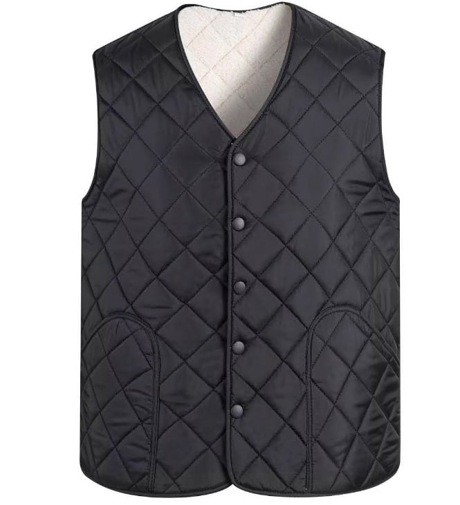 Muški prsluk s kapuljom, debeli, punjenje od pamuka, vuneni materijal