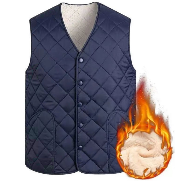 Muški prsluk s kapuljom, debeli, punjenje od pamuka, vuneni materijal