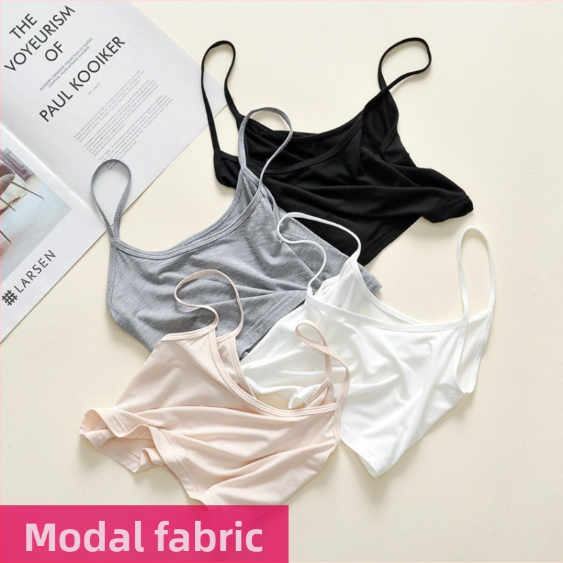 Modalové krátke tielko pre ženy - Sling štýl, štíhla silueta, jednofarebný vzor, Modal tkanina so Spandexom