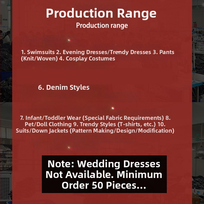 Pasūtījuma apstrāde kāzu kleitām — pleti/pleci, šķeltas siksnas, šaurs siluets; OEM ražošana pēc rasējumiem; 7 dienu prototipa cikls; jauda līdz 10 000 vienībām.