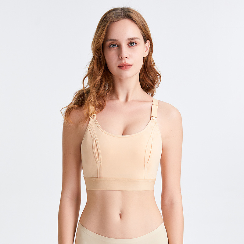 Piena zīdīšanas krūšturis pēc dzemdībām ar noņemamām dubultām siksnām, plānas formētas krūzes, bez tērauda gredieniem, galvenais audums 90–95% kokvilna, pildījums 100% kokvilna, muguras aizdare ar četriem āķiem, viengabala dizains, zīdīšanai