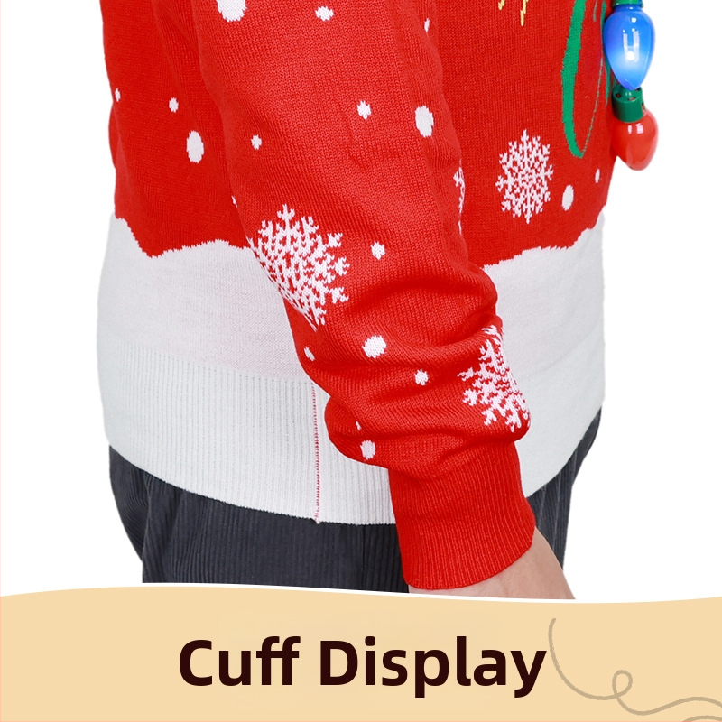 Dámsky vianočný sveter, pletený s jacquardovým vzorom zvieracieho motívu, štíhla silueta, kruhový výstrih, zmes akryl-bavlna, dĺžka 50-65 cm, jar 2025