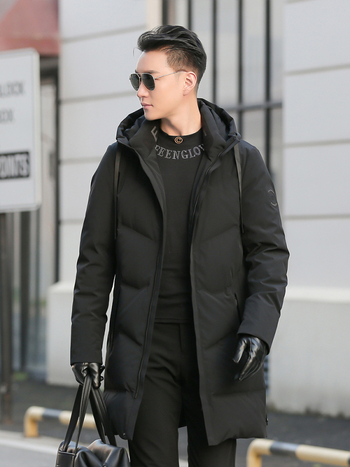 Muška jakna od bijelog patkanog perja, dugačka, s kapuljom, korejskog stila, zimska toplina, punjenje 700