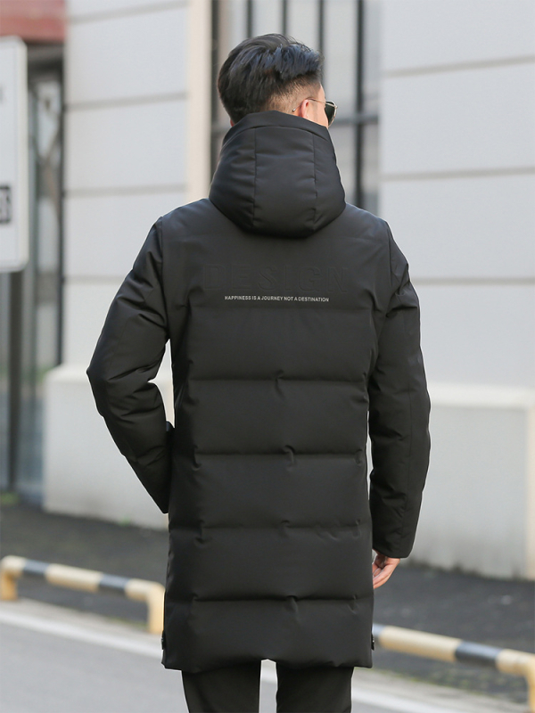 Muška jakna od bijelog patkanog perja, dugačka, s kapuljom, korejskog stila, zimska toplina, punjenje 700