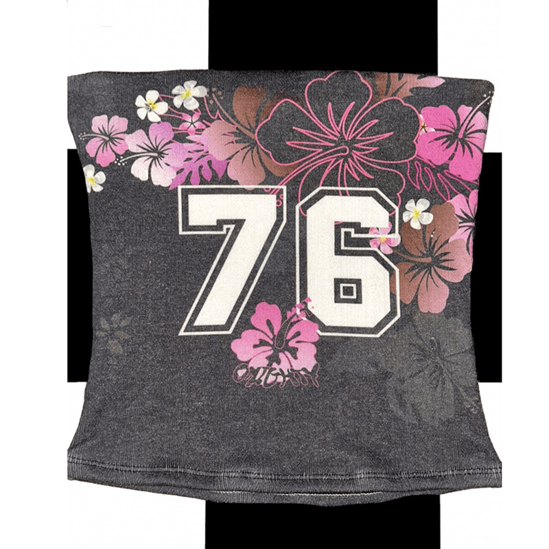 Топ без презрамки, плътно прилепнал, супер къс модел, полиестер, улично-хипстерски стил