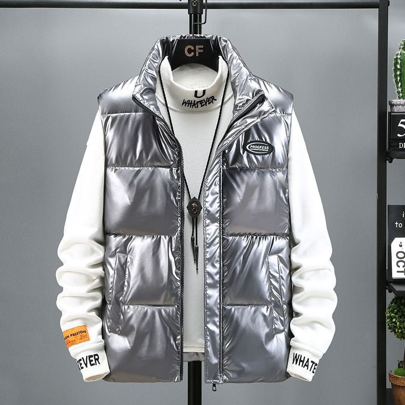 Muška zimska vesta od korduroja s kapuljom, prugasti uzorak