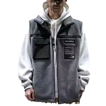 Muška Sherpa fleece vesta – Vintage stil, slim fit, rever ovratnik, prednji zip, bez kapulje, zimi