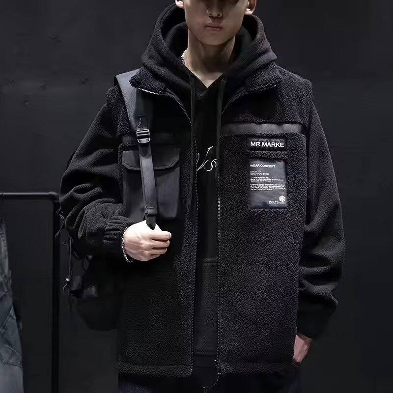 Muška Sherpa fleece vesta – Vintage stil, slim fit, rever ovratnik, prednji zip, bez kapulje, zimi