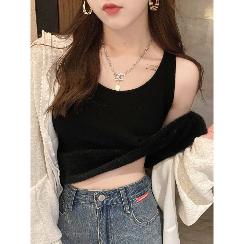 Ženska termo vest s kapuljačom, slobodan kroj, vlakna akrila s elastanom, okrugli izrez, osnovni sloj za jesen 2025