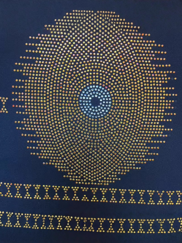 Tencel anyagú abaya ruha geometriai mintával, A-vonalú, kerek nyakú, hosszú ujjú