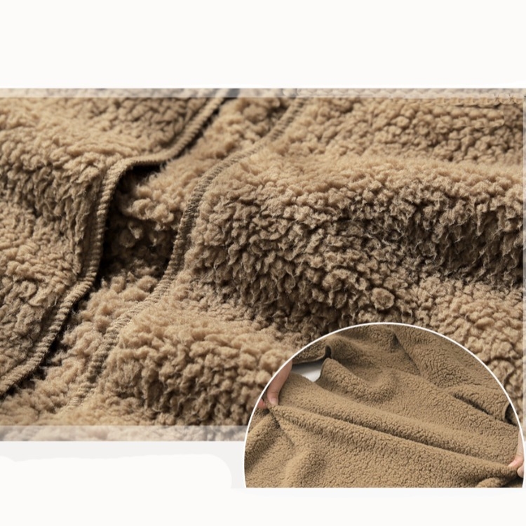 Dámska vesta s kapucňou z jahňacej vlny, plyšová, stredná dĺžka, kardigán štýl