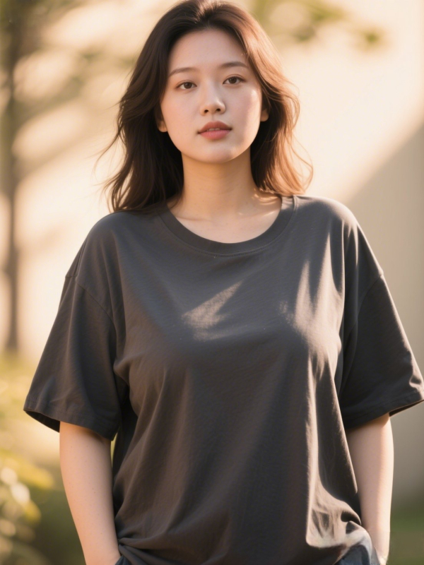 Plus izmēra sieviešu kokvilnas adījuma T-krekls ar īsām piedurknēm, apaļa kakla, izšūts karikatūru raksts, brīvs siluets