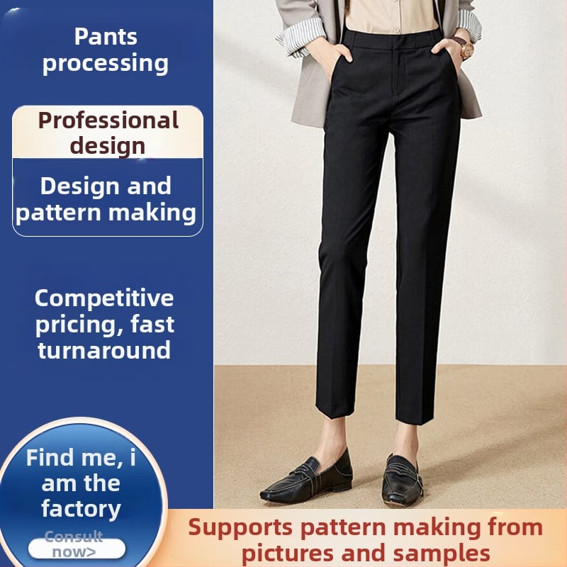 Ženske tkanine udobne hlače – OEM obrada, prilagođeni uzorak i uzorci, ukrašavanje perlicama, visoka kvaliteta, 5 ciklusa probnog pregleda