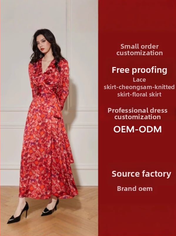 Audinio suknelė, vidutinė–aukšta klasės gamyba, OEM gamyba pagal brėžinius, 5 etapo prototipų ciklas, talpa iki 5000 vienetų, 5 dizaineriai