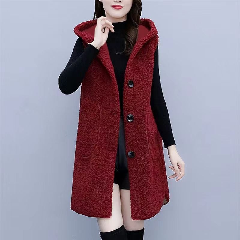 Ženska vesta s kapuljačom od ovčjeg fleca, Xiangyun pređa, Zima 2022, Stil princeze