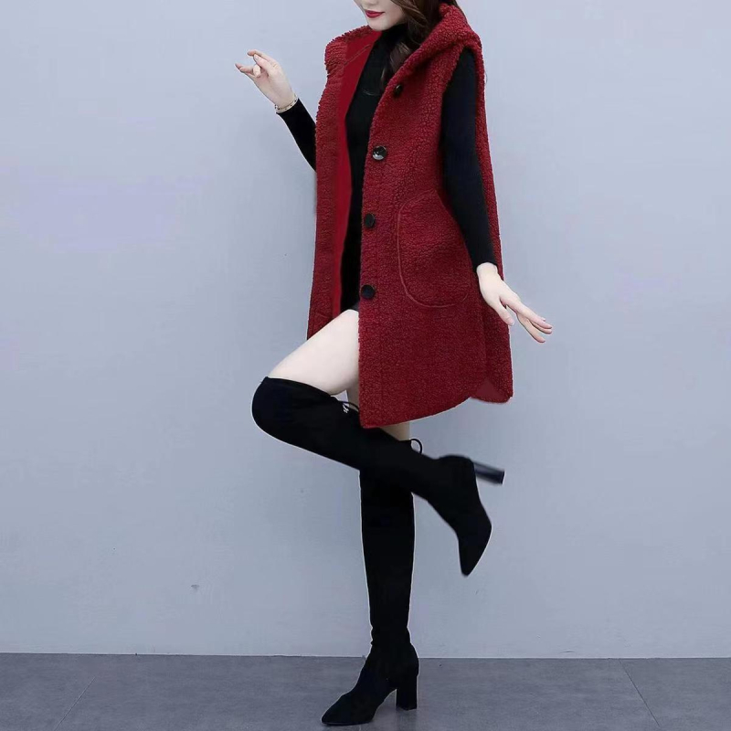 Ženska vesta s kapuljačom od ovčjeg fleca, Xiangyun pređa, Zima 2022, Stil princeze