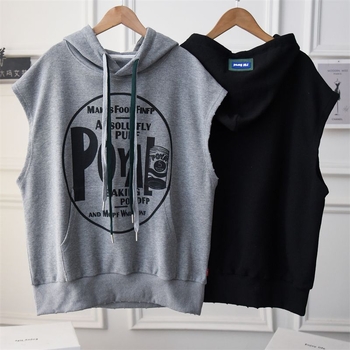 Ženski kapuljačasti prsluk bez rukava, pamuk, srednja duljina 65–80 cm, ležerni kroj, anime uzorak, proljeće 2023