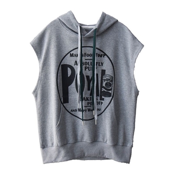 Ženski kapuljačasti prsluk bez rukava, pamuk, srednja duljina 65–80 cm, ležerni kroj, anime uzorak, proljeće 2023