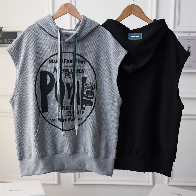 Ženski kapuljačasti prsluk bez rukava, pamuk, srednja duljina 65–80 cm, ležerni kroj, anime uzorak, proljeće 2023