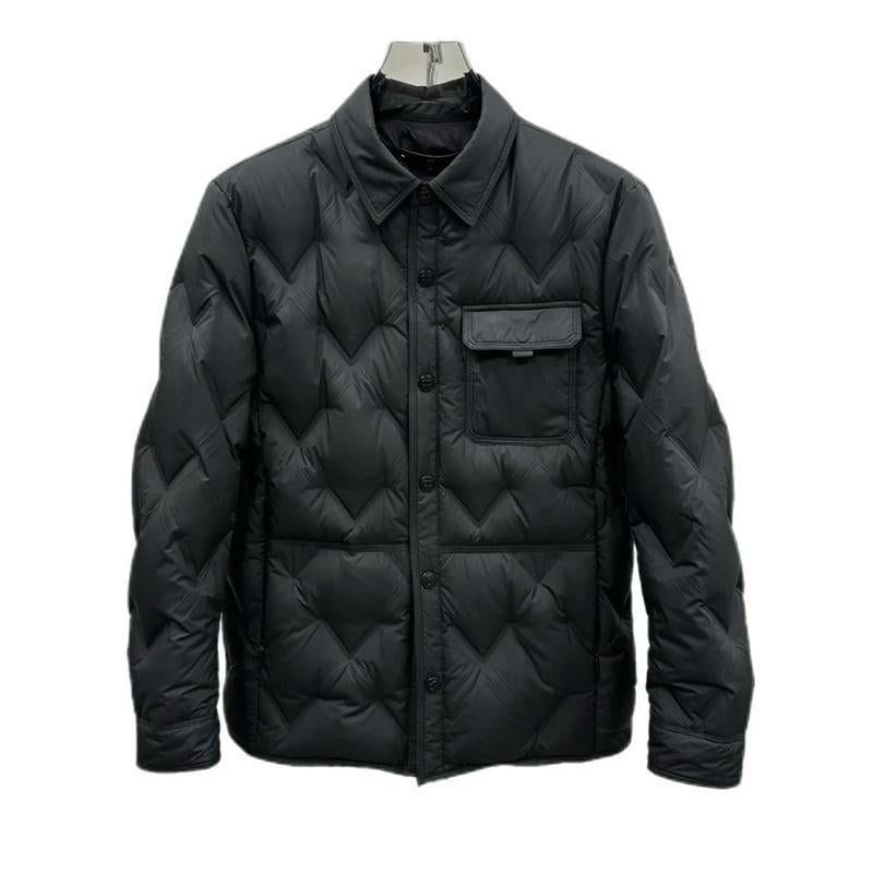 Muška down jakna s kapuljom i reverom, dugačak kroj, sadržaj bijelog pačjeg perja 51–55%