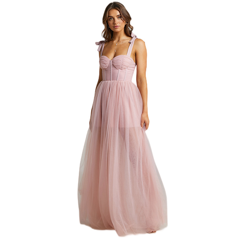 Duga ljetna haljina od poliestera s šljokicama, prilagođena nacrtima i uzorcima (OEM/dizajn); probno razdoblje 3–7 dana; 15-dnevni rok za prilagodbe.