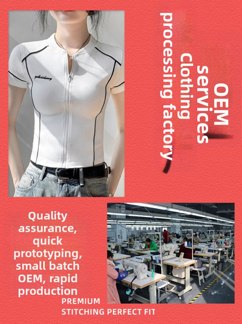 Ženski izvezeni pleteni top s okruglim ovratnikom i zatvaračem, kratki rukav (OEM; obrada uzorka i pocrtima; 5–7 dana probnog procesa; kapacitet 700 kom; srednja razina proizvodnje; 7 dana rok)