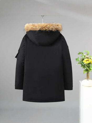 Ženska down jakna za zimu, debela, vanjska uporaba, s odvojivim krznenim ovratnikom, zatvarač, srednja duljina, širok kroj