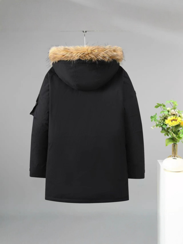 Ženska down jakna za zimu, debela, vanjska uporaba, s odvojivim krznenim ovratnikom, zatvarač, srednja duljina, širok kroj