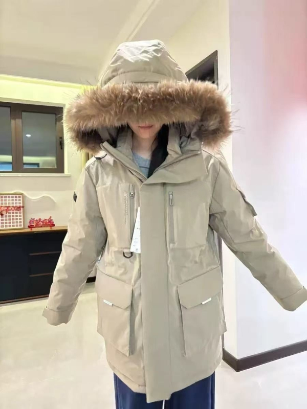 Ženska down jakna za zimu, debela, vanjska uporaba, s odvojivim krznenim ovratnikom, zatvarač, srednja duljina, širok kroj