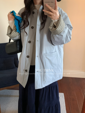 YOU THINK Ženska jakna od perja s krznenim ovratnikom, debela toplina, punjenje od bijelog patka perja 101-200 g, srednja duljina, slobodan kroj, korejsko-japanski stil