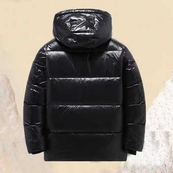 Ανδρικό πουπουλένιο μπουφάν με κουκούλα, μακρύς σχεδιασμός, 100% goose down, παχιά μόνωση, πολυεστερικό ύφασμα