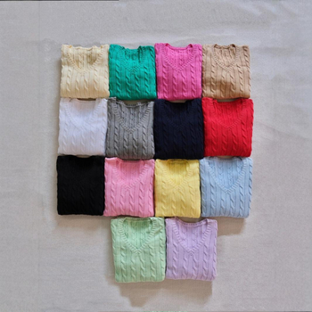 Pamučni pulover s V izrezom, uskog kroja, s životinjskim motivom i vezom, dugim rukavima