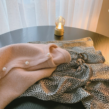 Pleteni kardigan od Mink velvet, okrugli ovratnik, dugi rukavi, japansko-korejski ležerni stil