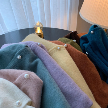 Pleteni kardigan od Mink velvet, okrugli ovratnik, dugi rukavi, japansko-korejski ležerni stil