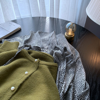 Pleteni kardigan od Mink velvet, okrugli ovratnik, dugi rukavi, japansko-korejski ležerni stil